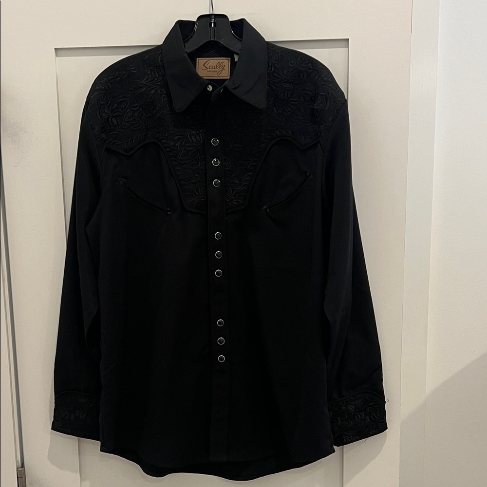Scully Western Black shirt with Black Embroidery for Men’s Sz medium